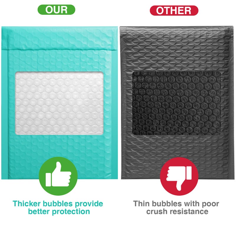 Metronic Bubble Mailer 6x10 Inch 25 Pack Usable Size 6x9" Teal Padded Envelopes Waterproof Cushioning Self Seal Adhesive Padded Mailers for Christmas Gifts Packaging, Shipping, Small Business - Image 4